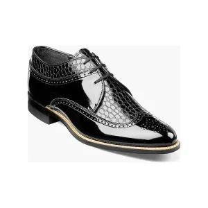 00605, Stacy Adams Leather Shoes Dayton Wingtip Oxford Black and White