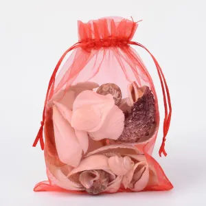 100 pc Organza Gift Bags with Drawstring, Jewelry Pouches, Wedding Party Christmas Favor Gift Bags, Red, 18x13cm