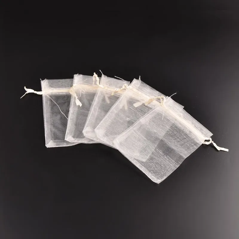 100 pc Organza Gift Bags with Drawstring, Jewelry Pouches, Wedding Party Christmas Favor Gift Bags, Red, 18x13cm