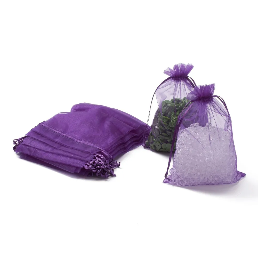 100 pc Organza Gift Bags with Drawstring, Jewelry Pouches, Wedding Party Christmas Favor Gift Bags, Red, 18x13cm