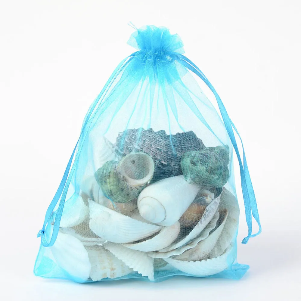 100 pc Organza Gift Bags with Drawstring, Jewelry Pouches, Wedding Party Christmas Favor Gift Bags, Red, 18x13cm