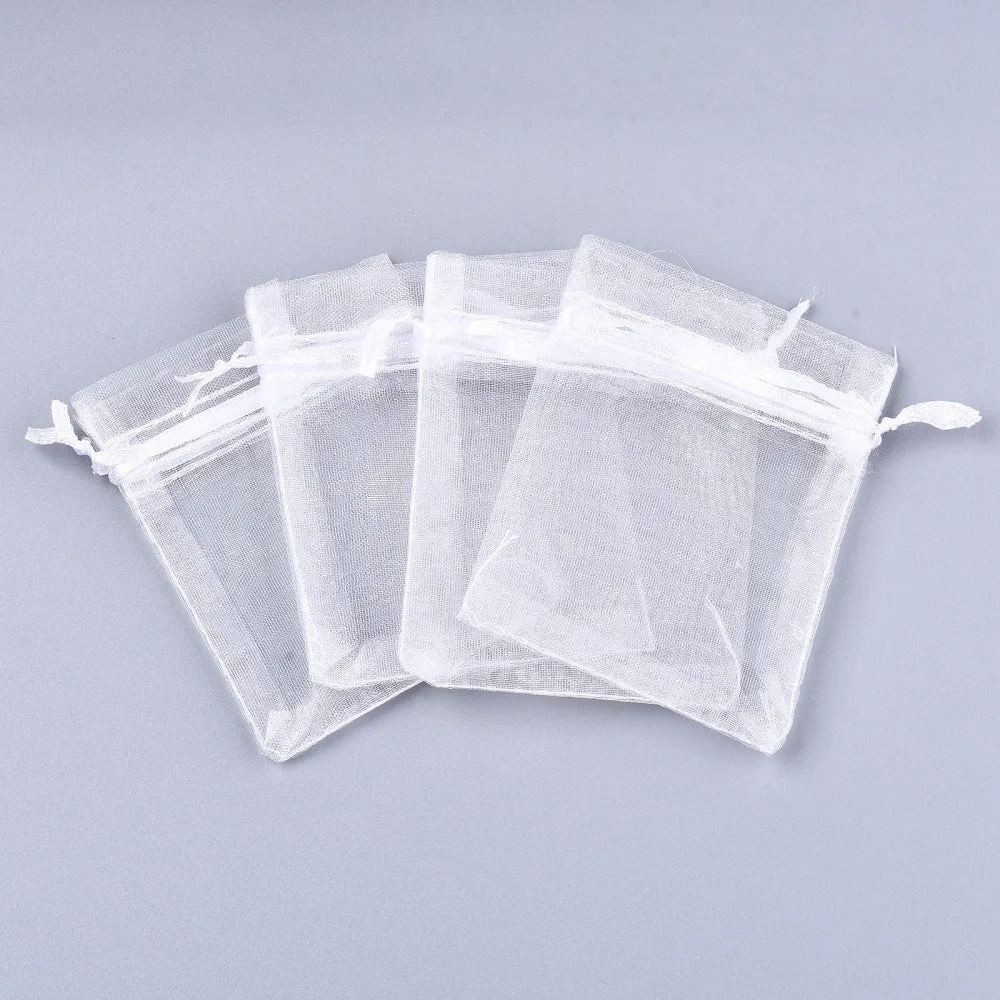 100 pc Organza Gift Bags with Drawstring, Jewelry Pouches, Wedding Party Christmas Favor Gift Bags, Red, 18x13cm