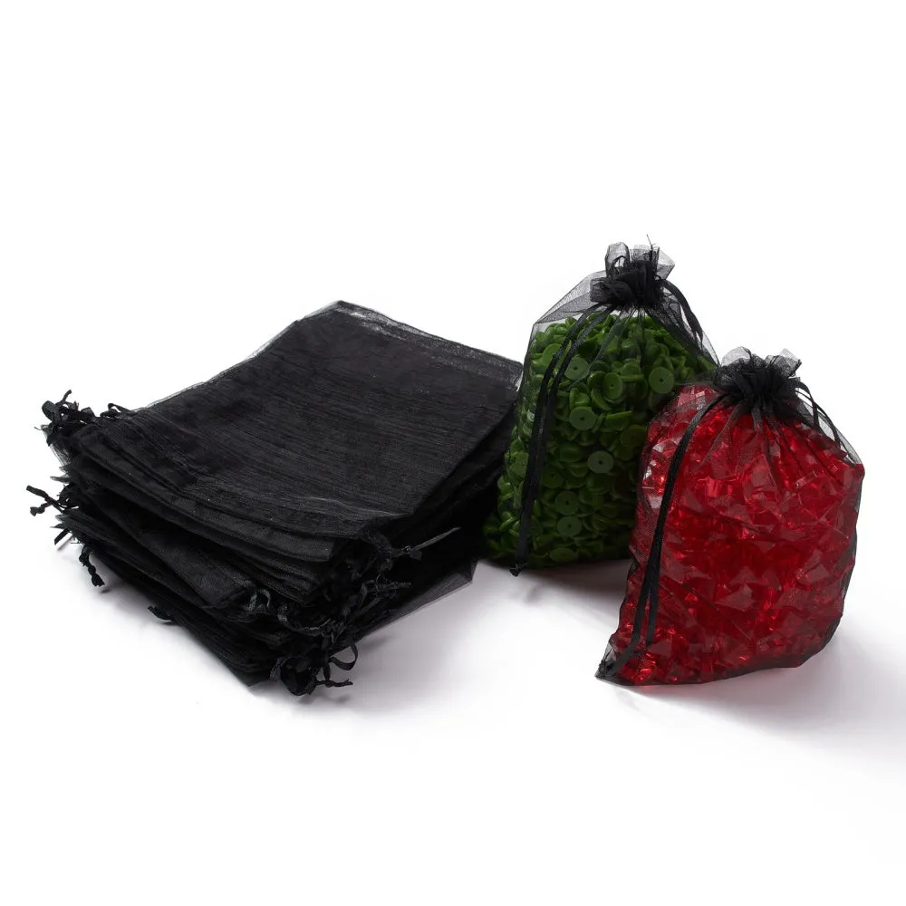 100 pc Organza Gift Bags with Drawstring, Jewelry Pouches, Wedding Party Christmas Favor Gift Bags, Red, 18x13cm