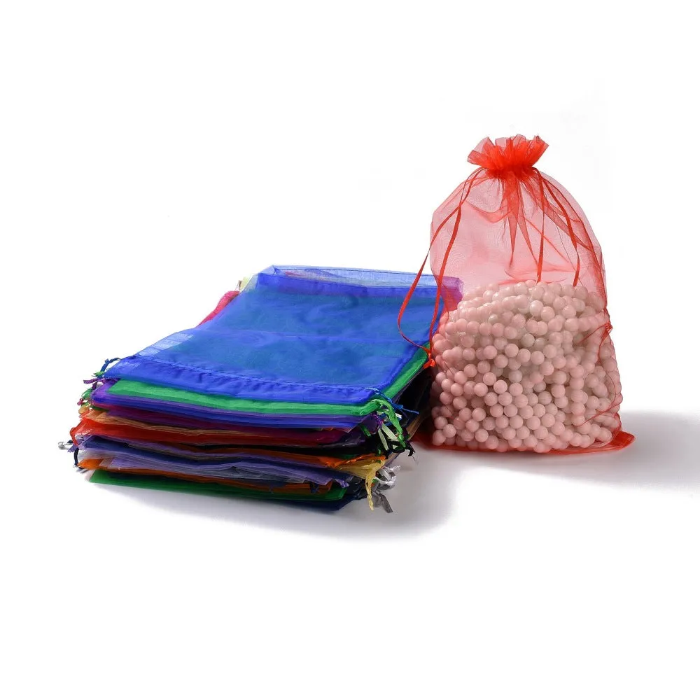 100 pc Organza Gift Bags with Drawstring, Jewelry Pouches, Wedding Party Christmas Favor Gift Bags,30x20cm