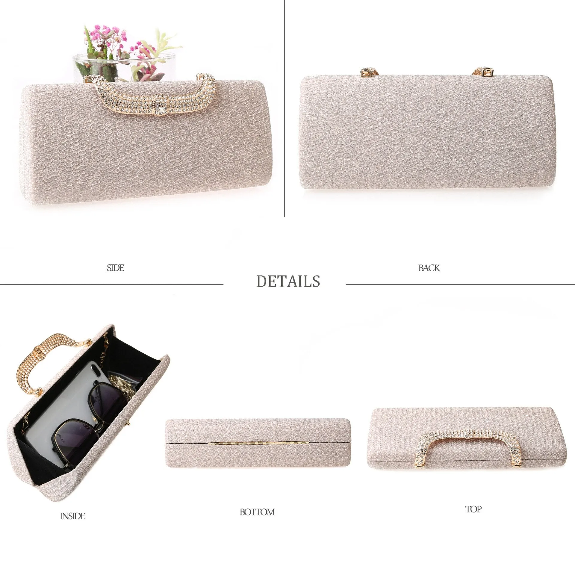 2022 New Trend Long Rhinestone Handbag Fashion Flash Banquet Purse Evening Bag Small Square Bag Z357