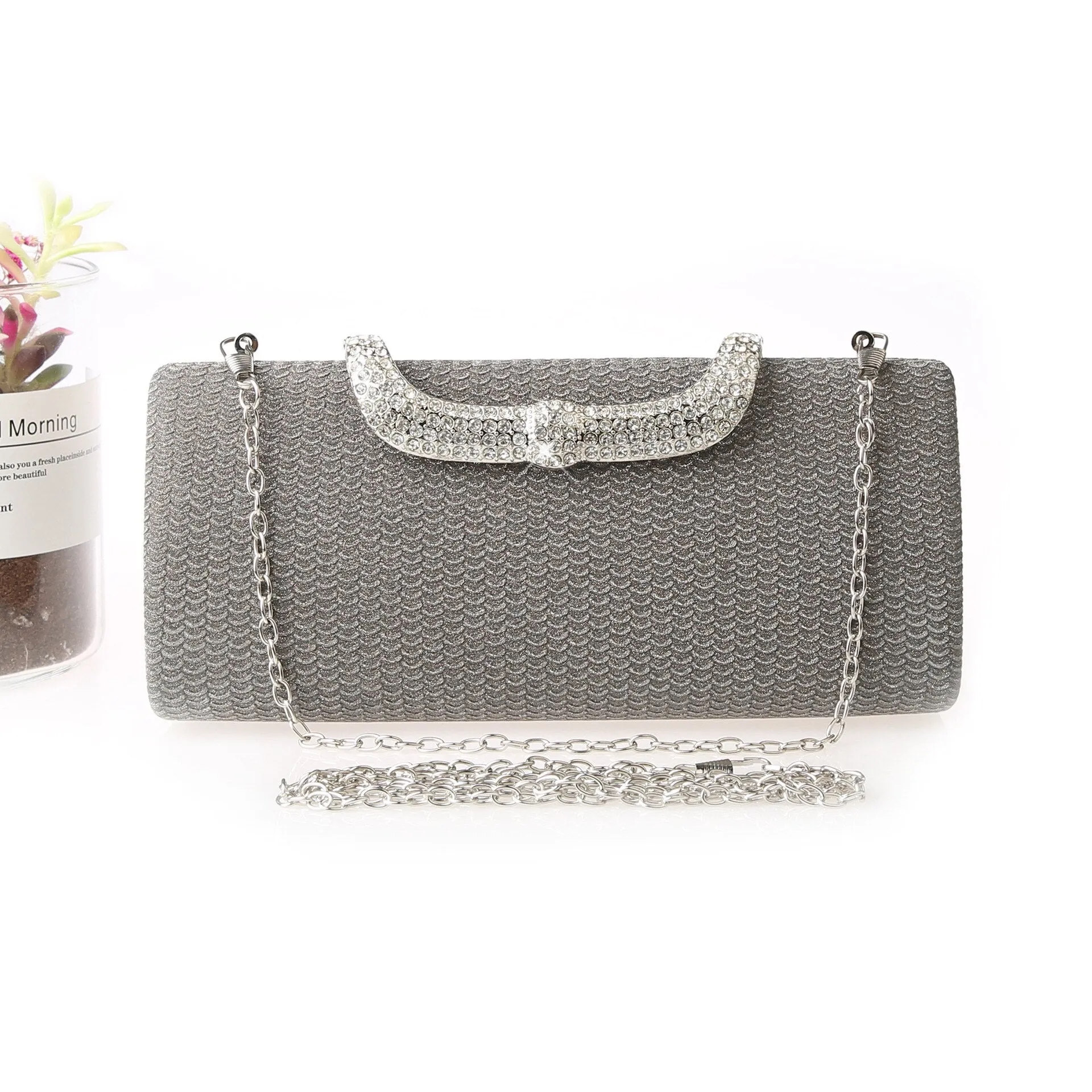 2022 New Trend Long Rhinestone Handbag Fashion Flash Banquet Purse Evening Bag Small Square Bag Z357