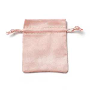 30 pc Velvet Cloth Drawstring Bags, Jewelry Bags, Christmas Party Wedding Candy Gift Bags, Rectangle, Light Coral, 10x8cm