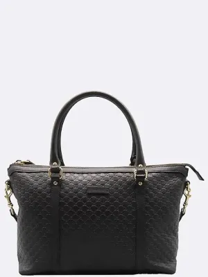 449656 Black Cima Leather Shopper Tote Bag Shoulder Strap