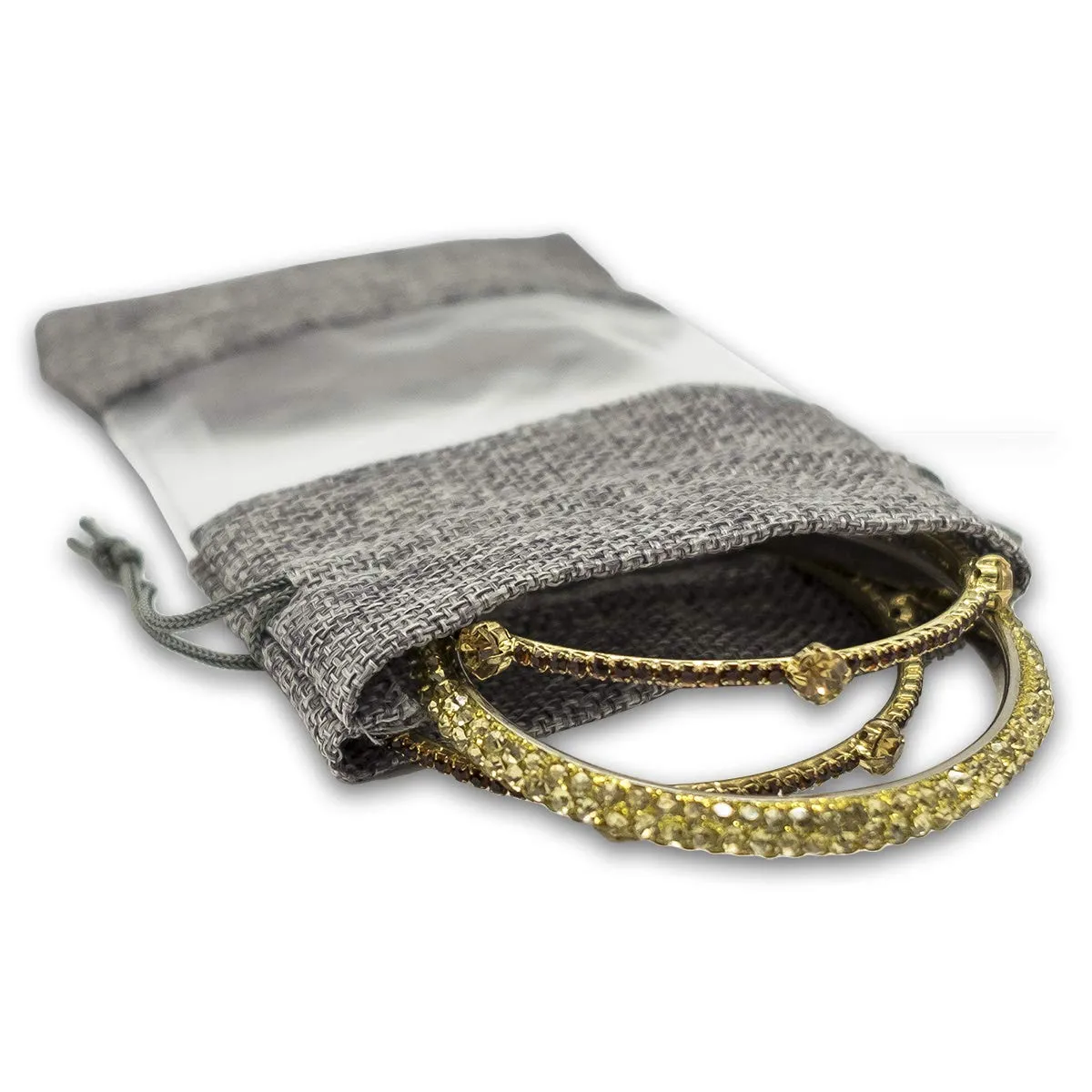 4" x 5" Linen Burlap and Sheer Organza Gray Gift Bag