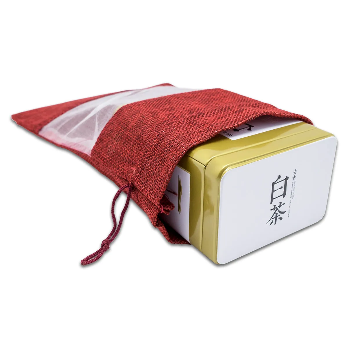 6 1/4" x 9" Linen Burlap and Sheer Organza Maroon Gift Bag