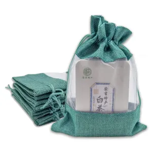 6 1/4" x 9" Linen Burlap and Sheer Organza Teal Blue Gift Bag