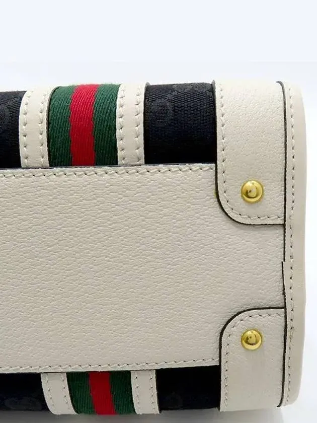 715772 Double G Supreme Canvas White Leather Trim Tote Bag Shoulder Strap 2WAY
