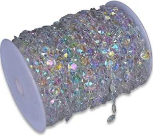 99FT DIY Garland Diamond Acrylic Crystal Beads Strand Shimmer Wedding Decorations Party Decoration Crafting Projects (Iridescent)