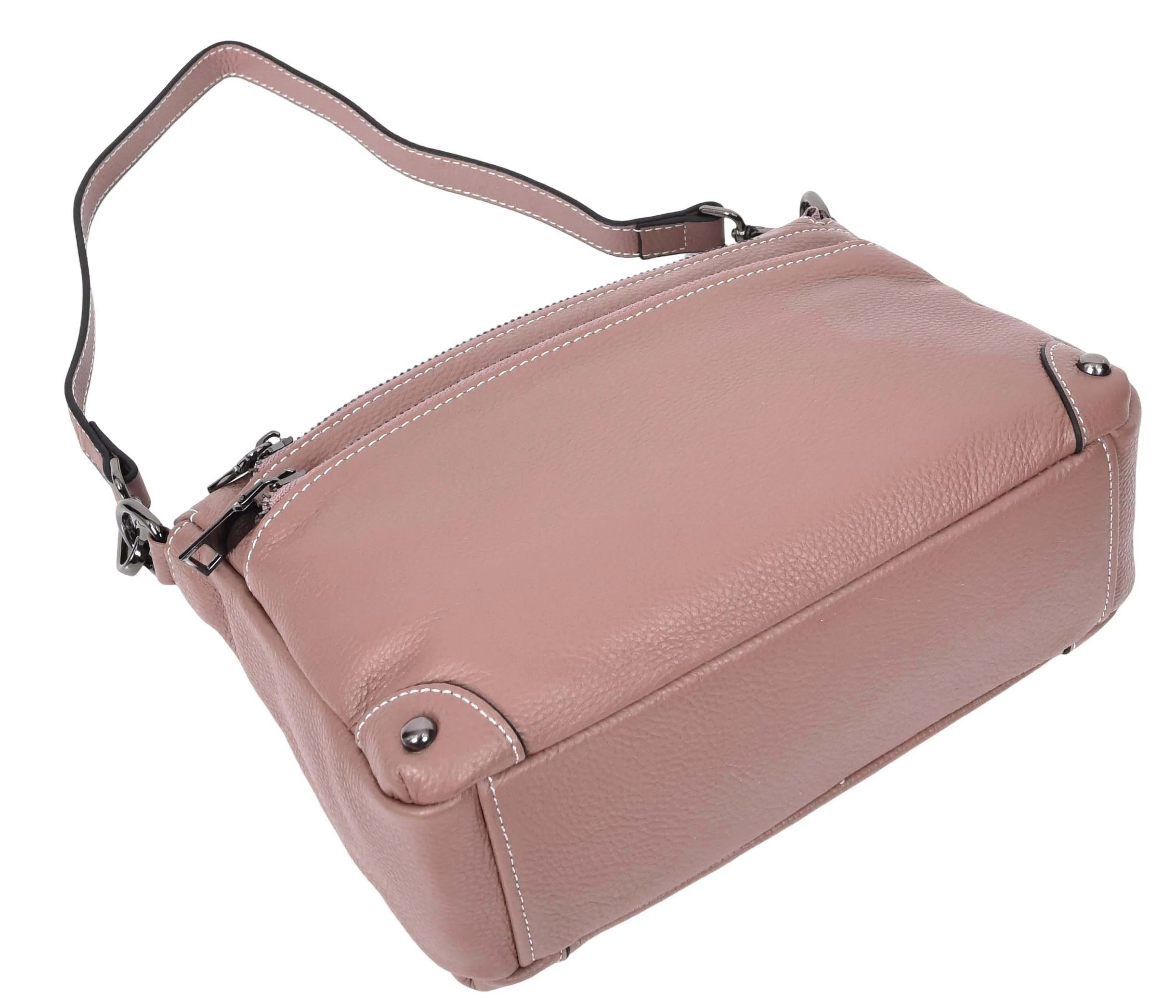 Adalynn Women's Real Leather Cross-Body Organiser Shoulder Bag Rose