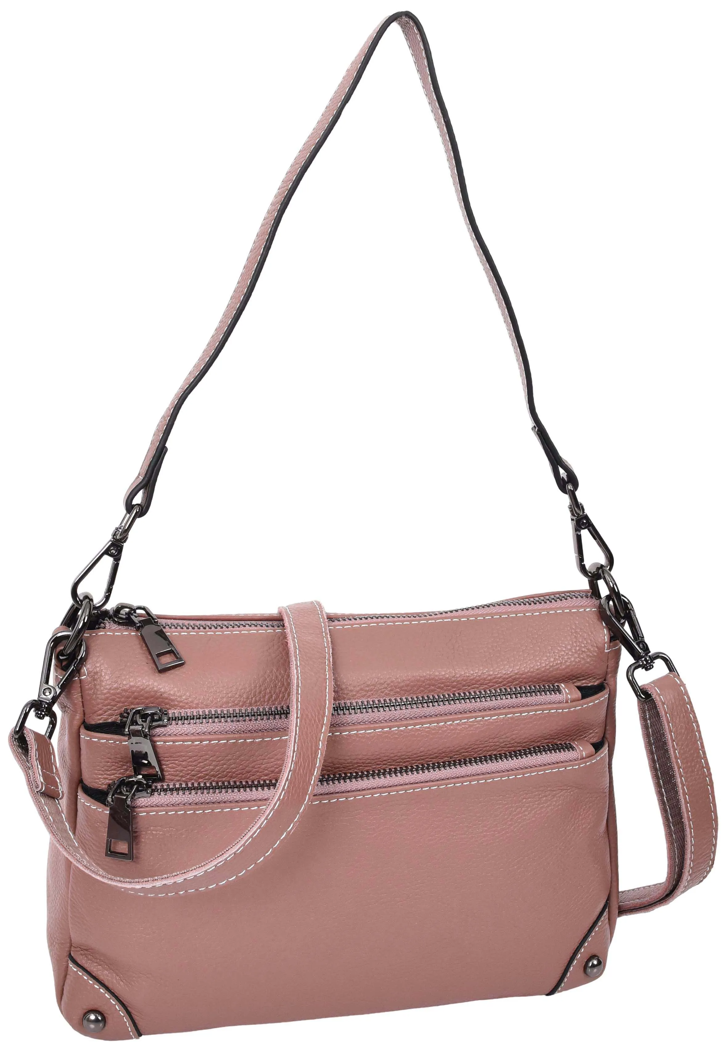 Adalynn Women's Real Leather Cross-Body Organiser Shoulder Bag Rose