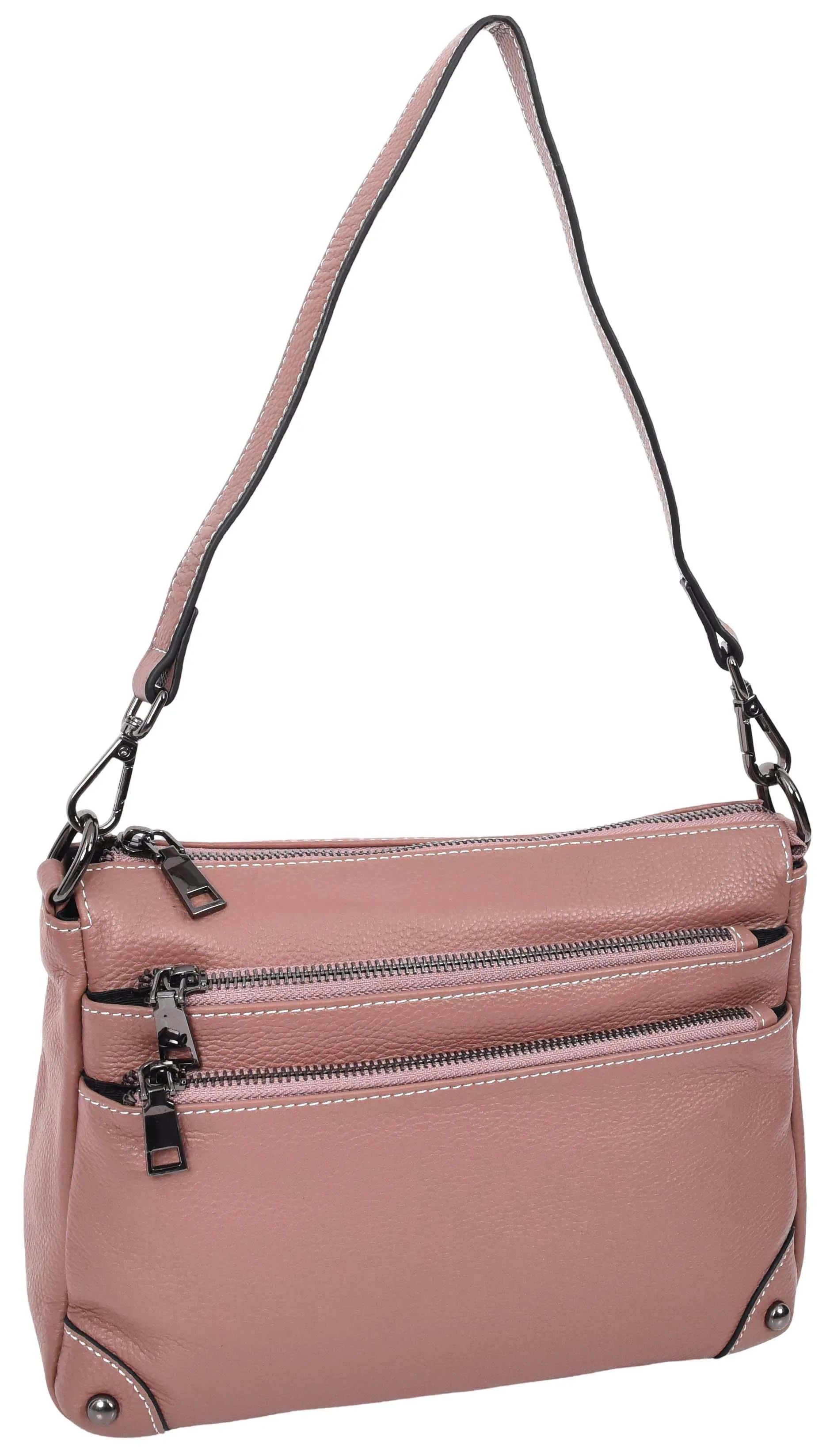 Adalynn Women's Real Leather Cross-Body Organiser Shoulder Bag Rose