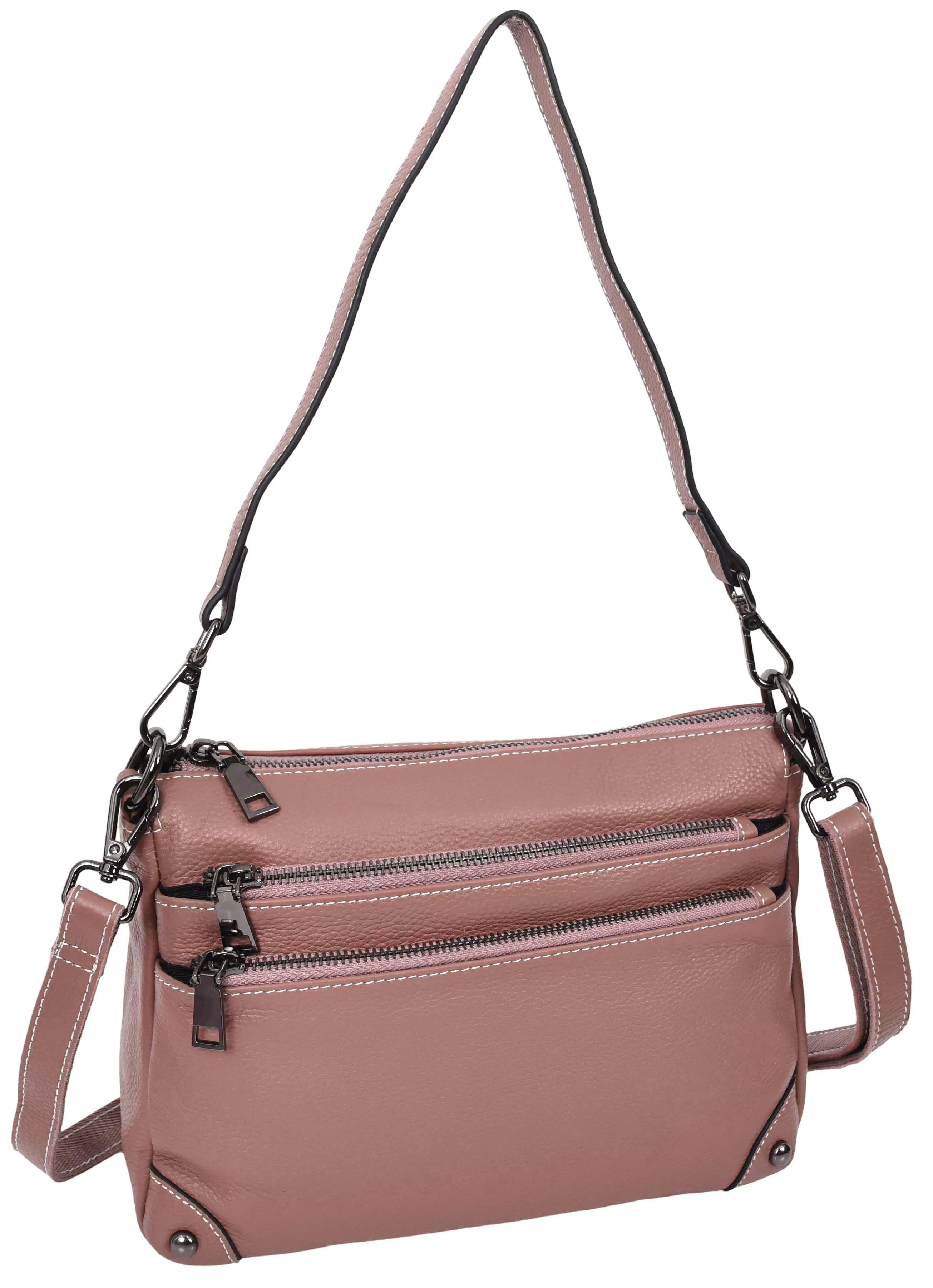 Adalynn Women's Real Leather Cross-Body Organiser Shoulder Bag Rose