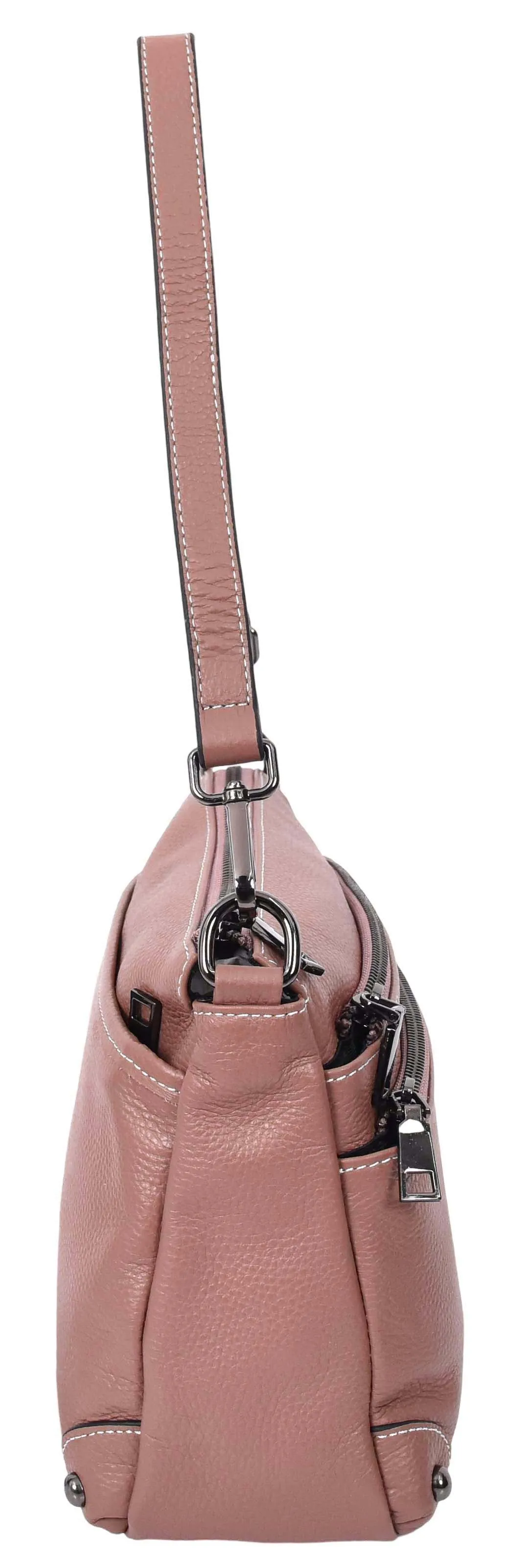 Adalynn Women's Real Leather Cross-Body Organiser Shoulder Bag Rose