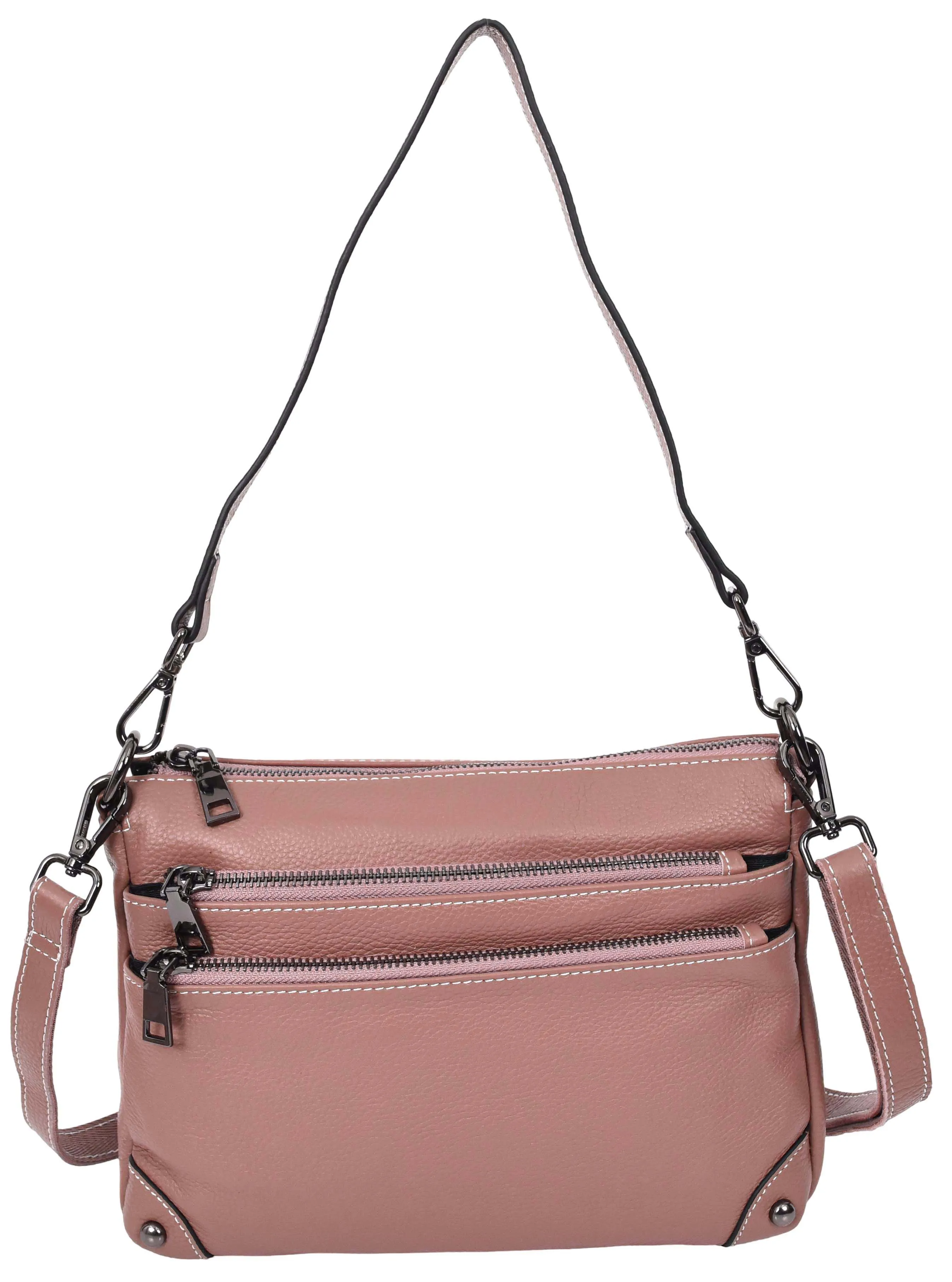 Adalynn Women's Real Leather Cross-Body Organiser Shoulder Bag Rose
