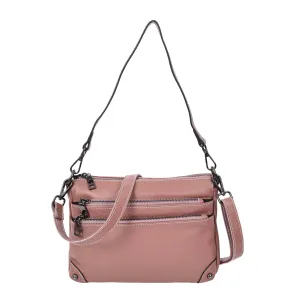 Adalynn Women's Real Leather Cross-Body Organiser Shoulder Bag Rose