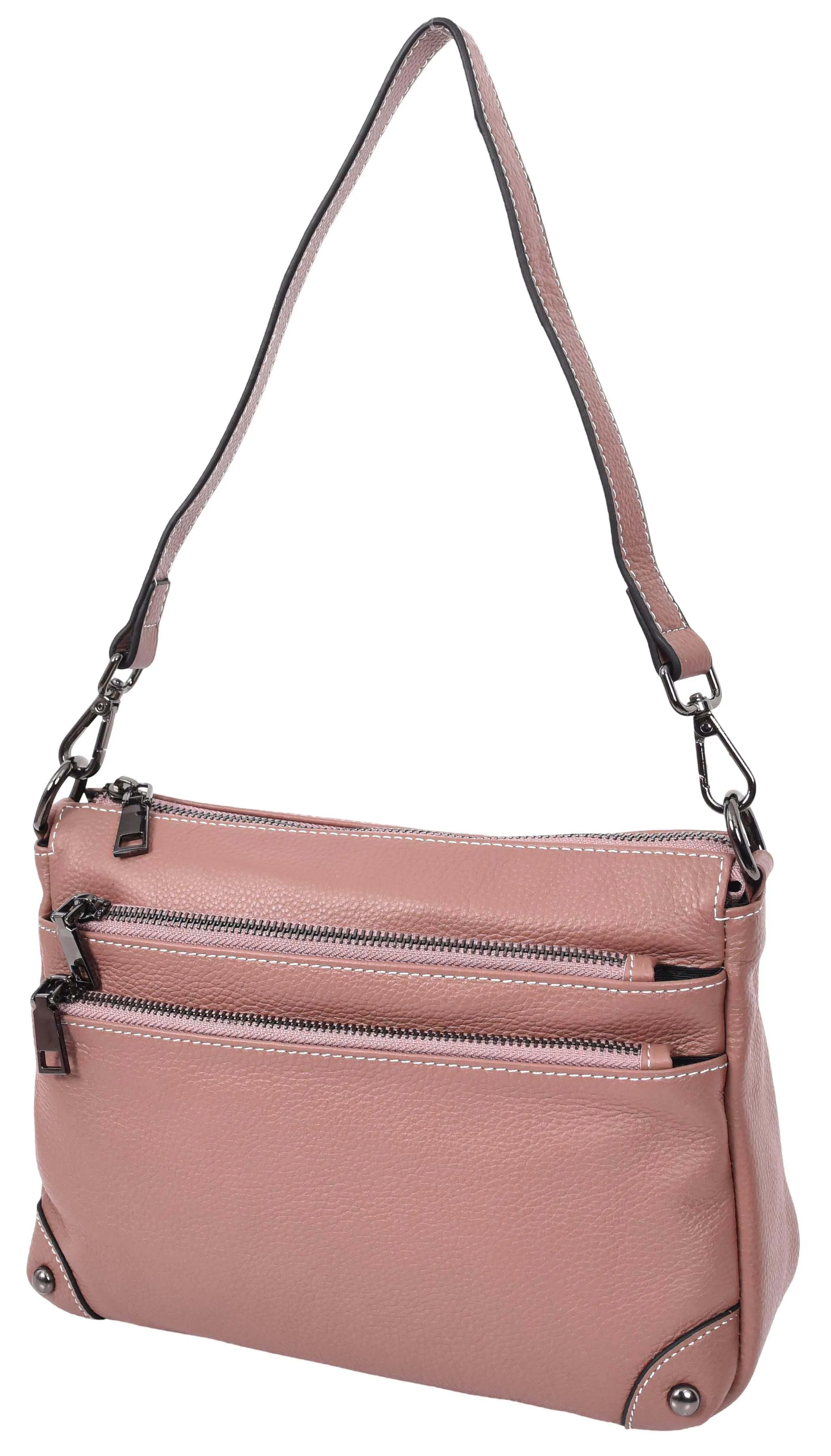 Adalynn Women's Real Leather Cross-Body Organiser Shoulder Bag Rose