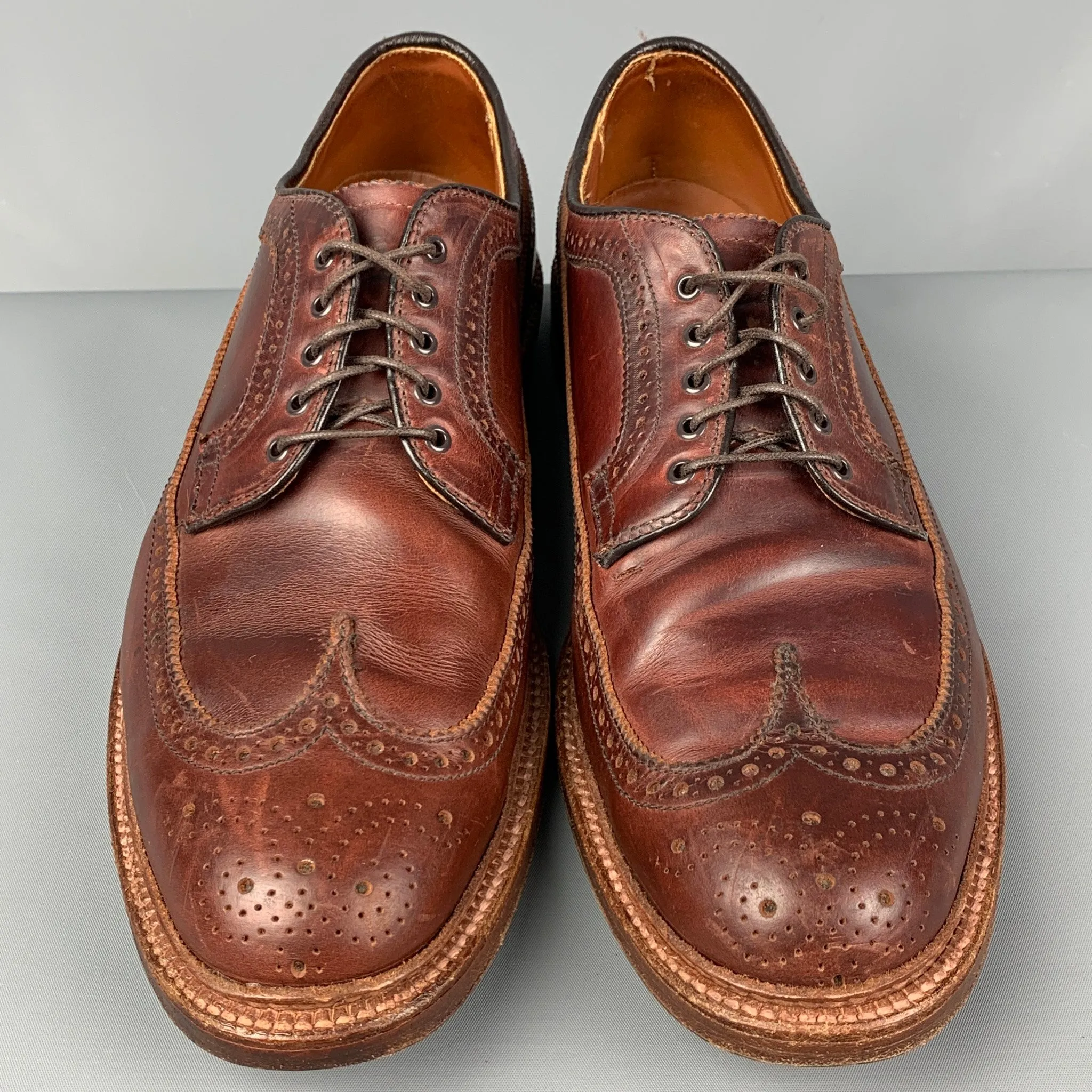 ALDEN -97878-  Size 11 Brown Leather Wingtip Lace Up Shoes