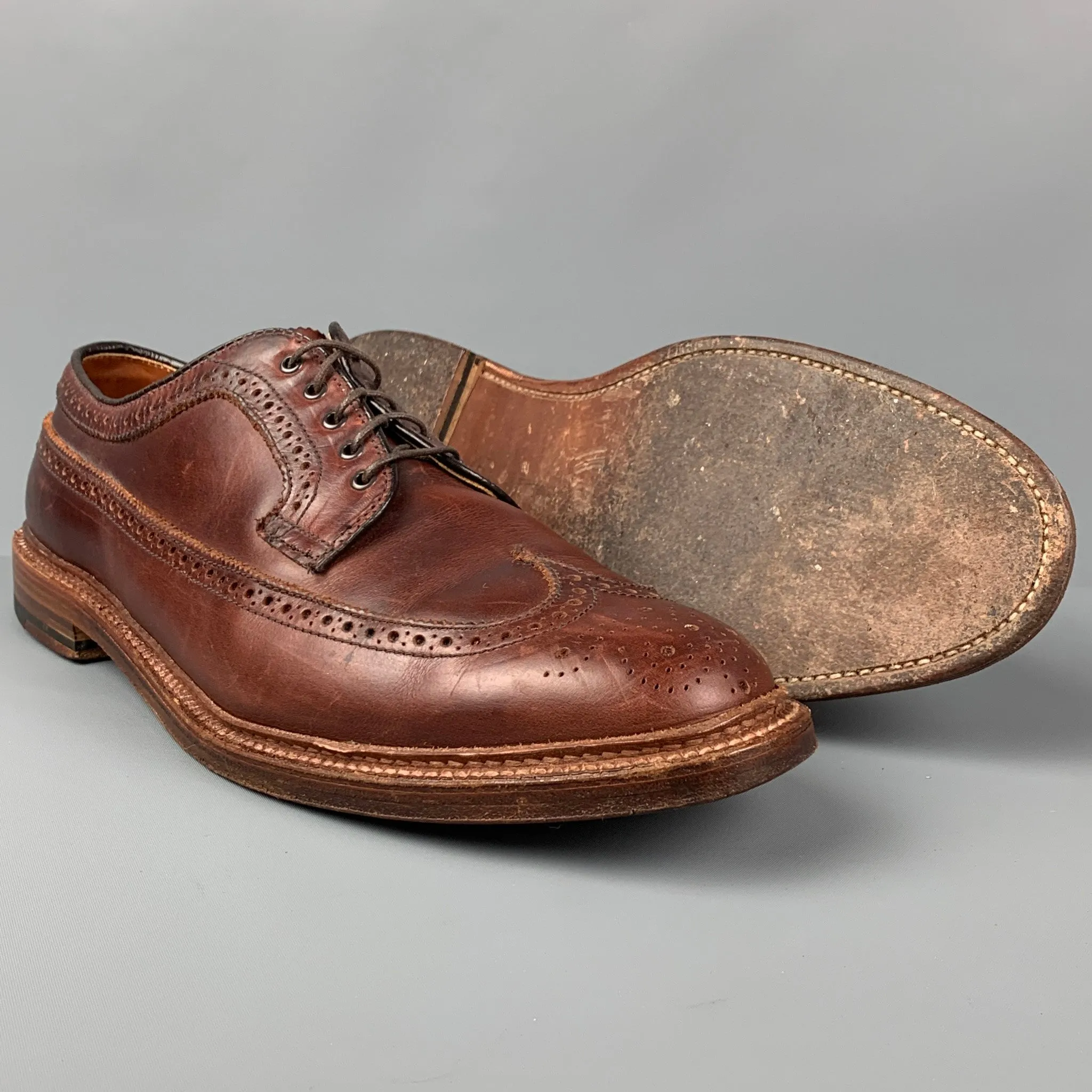 ALDEN -97878-  Size 11 Brown Leather Wingtip Lace Up Shoes