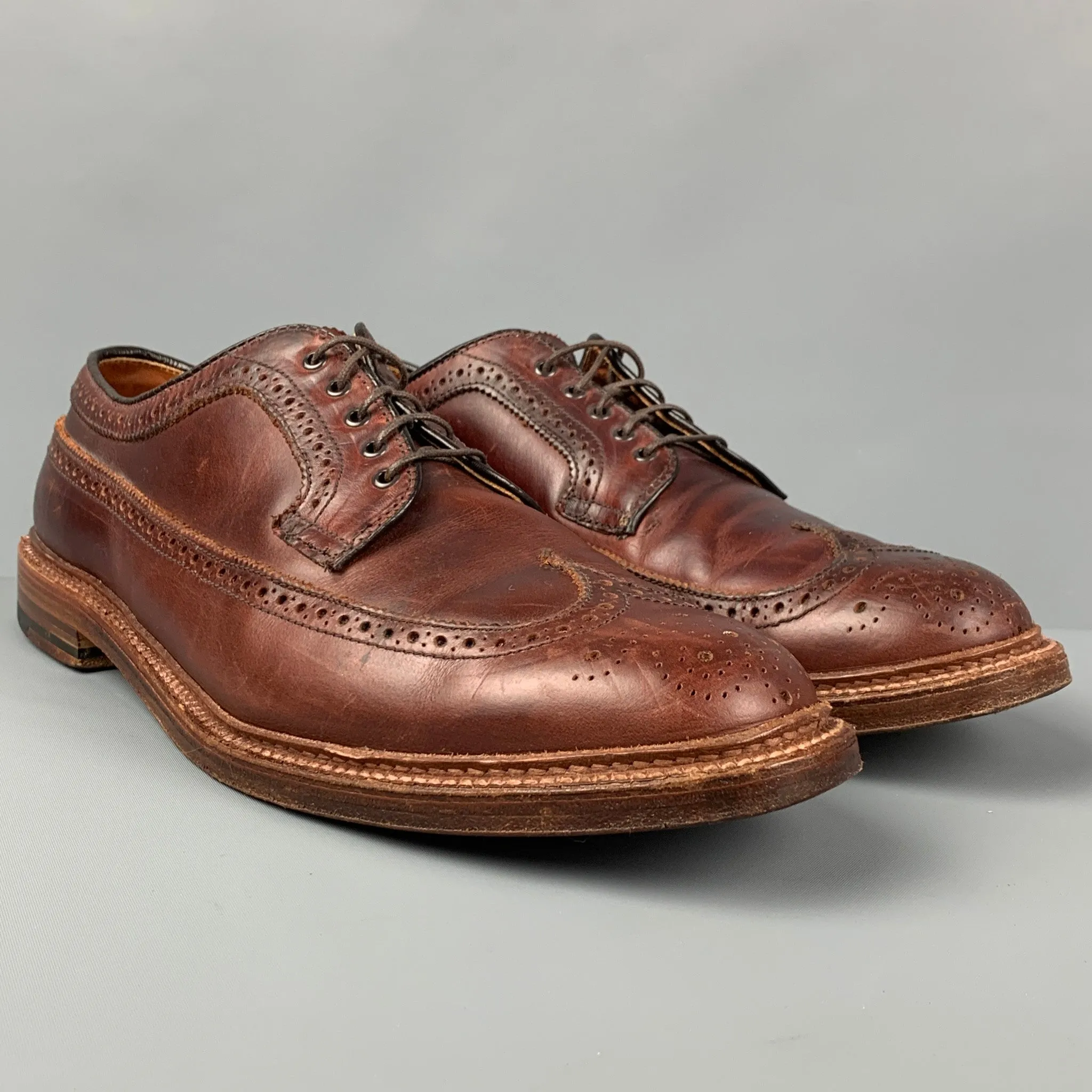 ALDEN -97878-  Size 11 Brown Leather Wingtip Lace Up Shoes