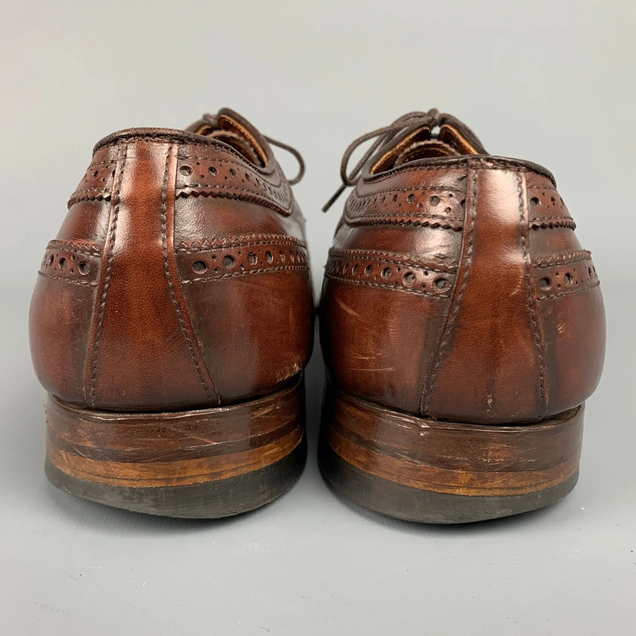 ALDEN D6528 Size 14 Brown Perforated Leather Wingtip Lace Up Shoes