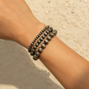 Antique Silver Tone Layered Beaded Bracelet Set
