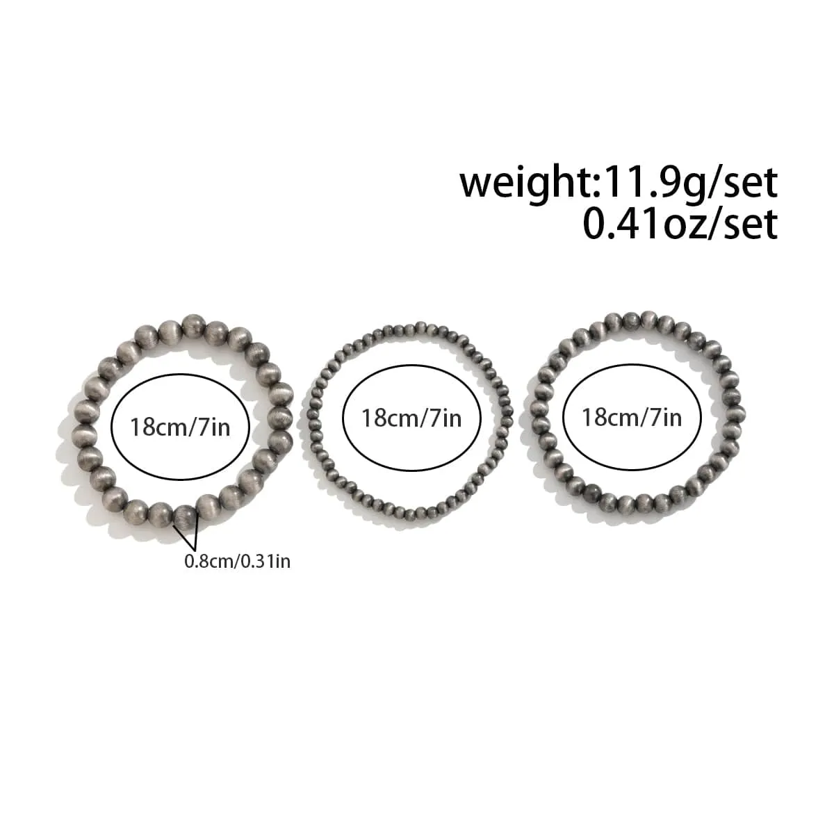 Antique Silver Tone Layered Beaded Bracelet Set
