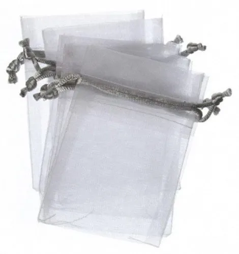 Bag - Organza Small- Pack of 10 (White / Silver)