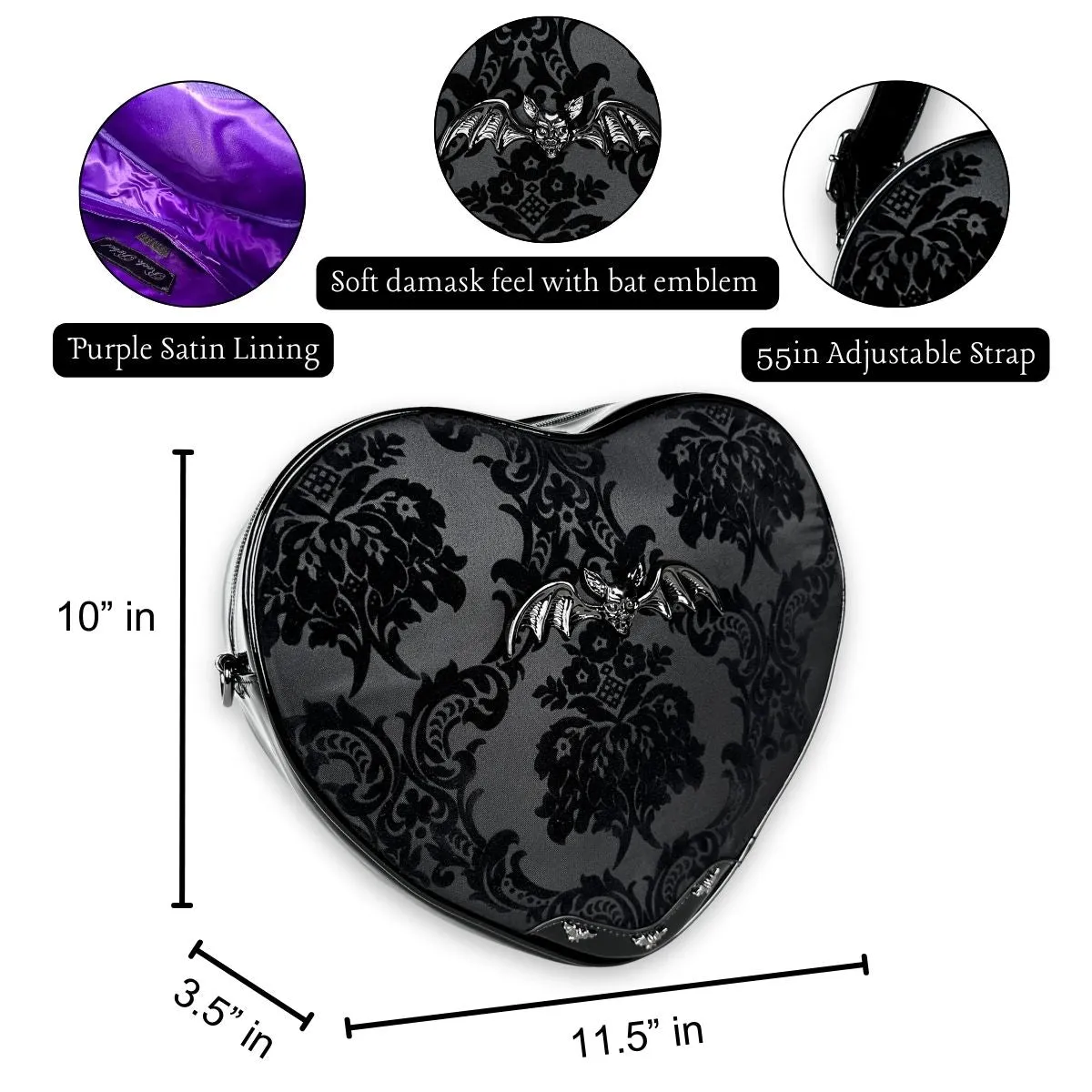Bat Heart Crossbody / Shoulder Bag