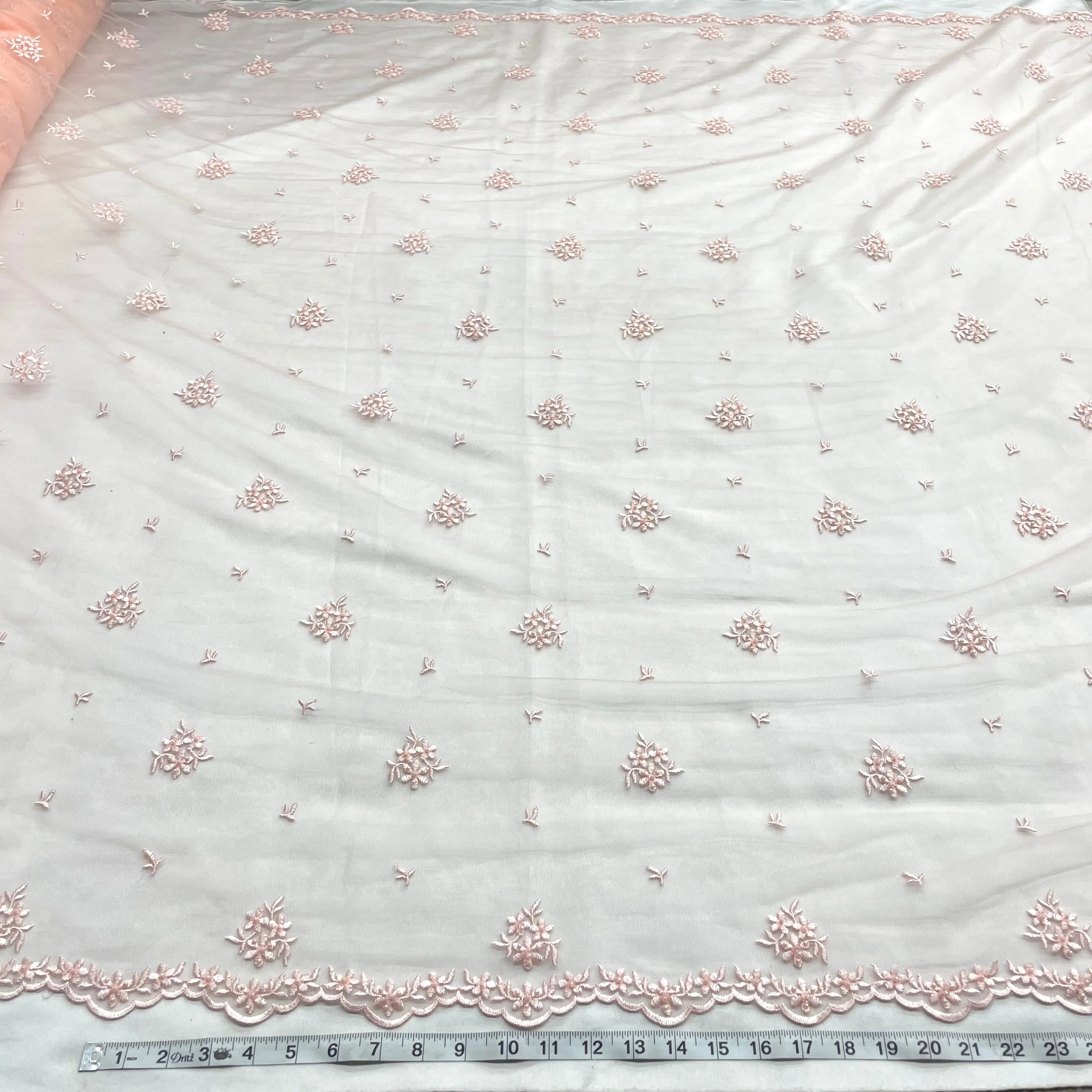 Beaded Lace Fabric Embroidered on 100% Polyester Net Mesh | Lace USA - 42039W-BP
