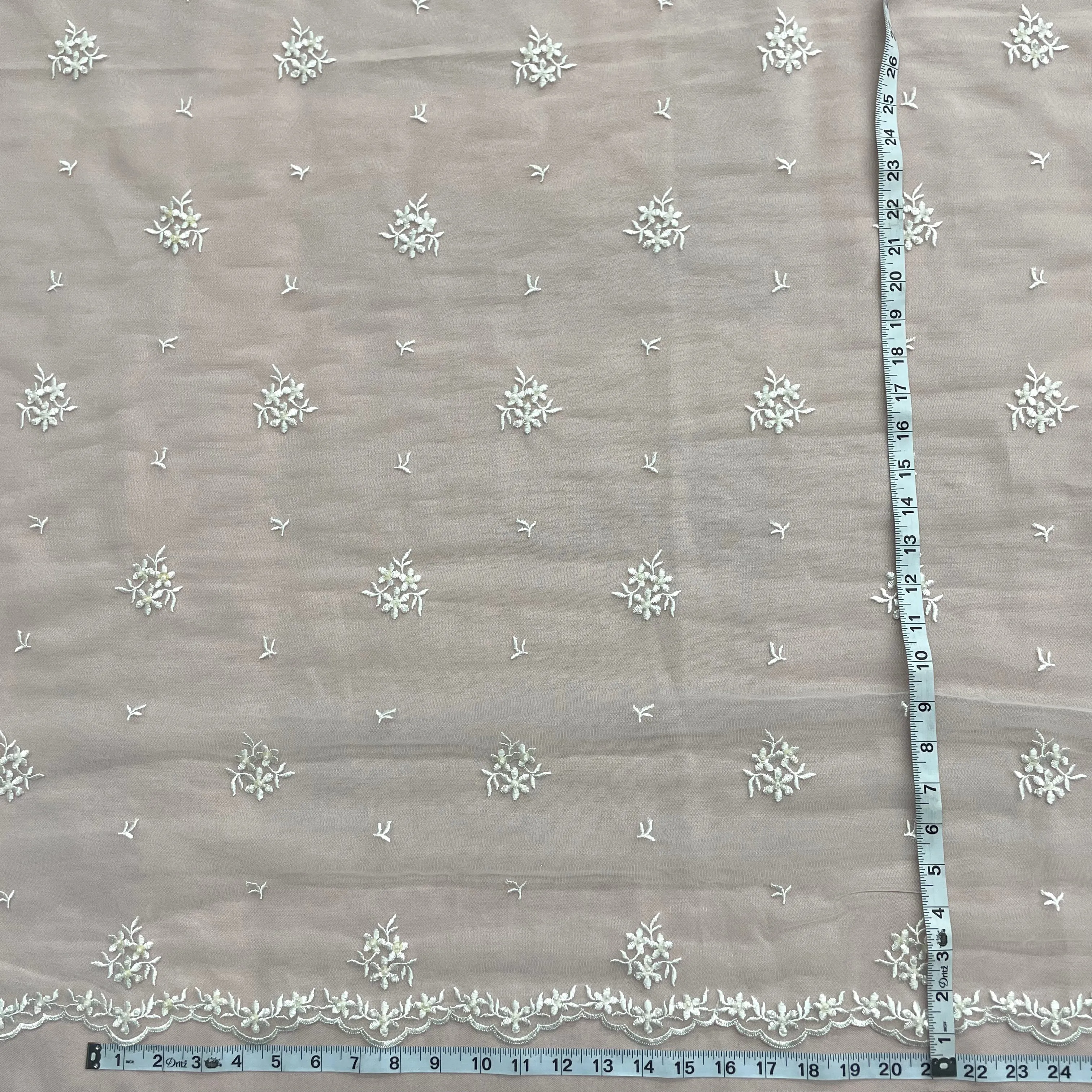 Beaded Lace Fabric Embroidered on 100% Polyester Net Mesh | Lace USA - 42039W-BP