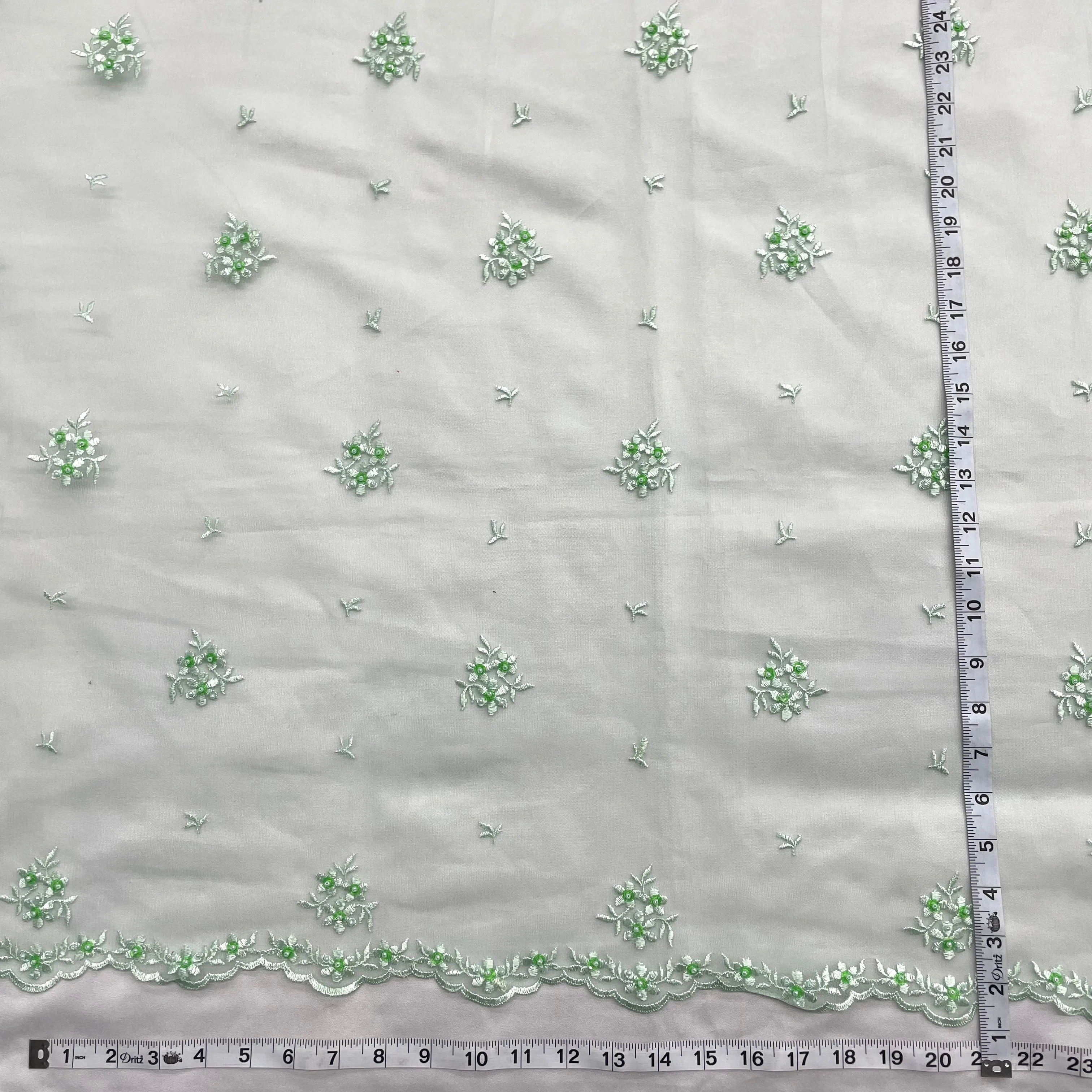Beaded Lace Fabric Embroidered on 100% Polyester Net Mesh | Lace USA - 42039W-BP
