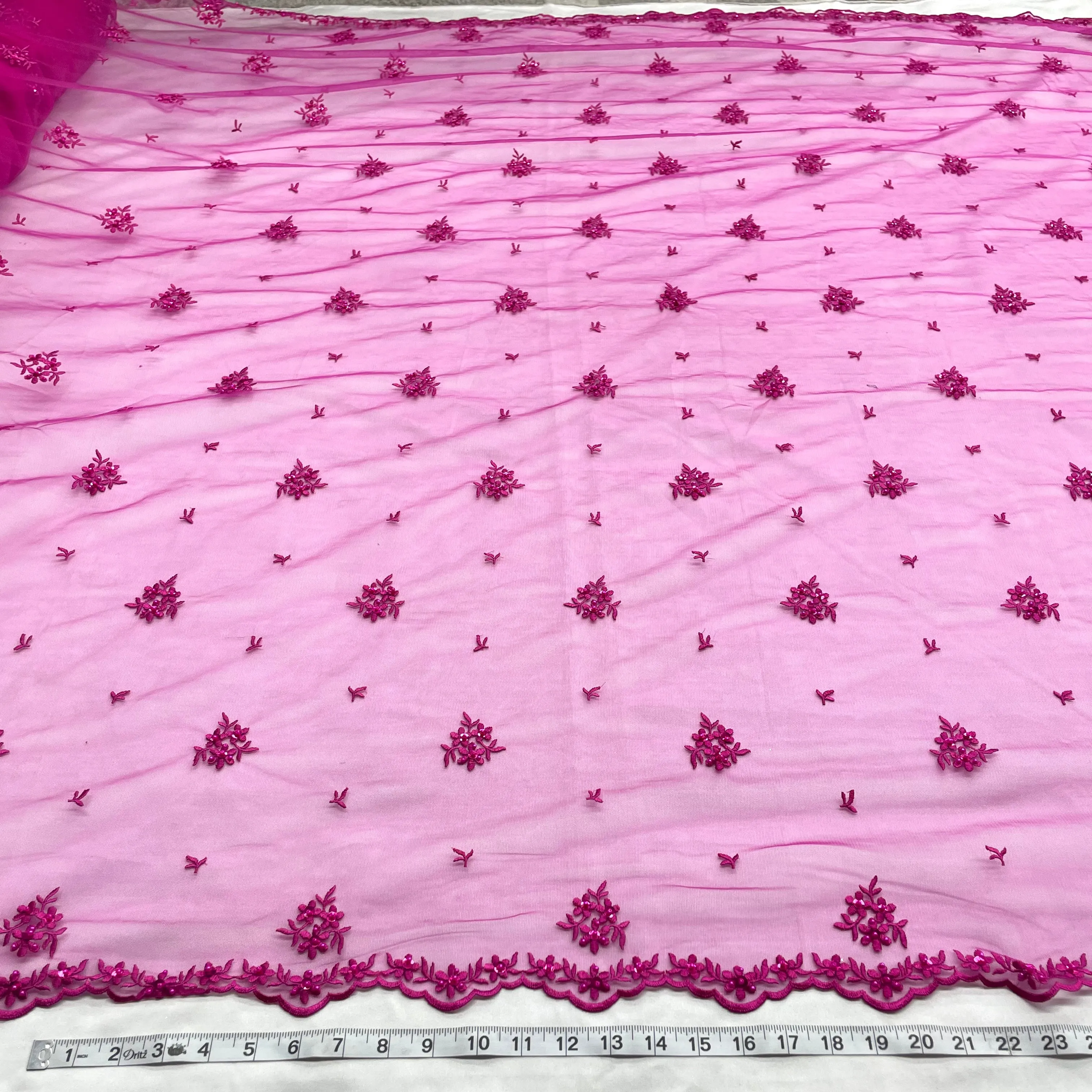 Beaded Lace Fabric Embroidered on 100% Polyester Net Mesh | Lace USA - 42039W-BP