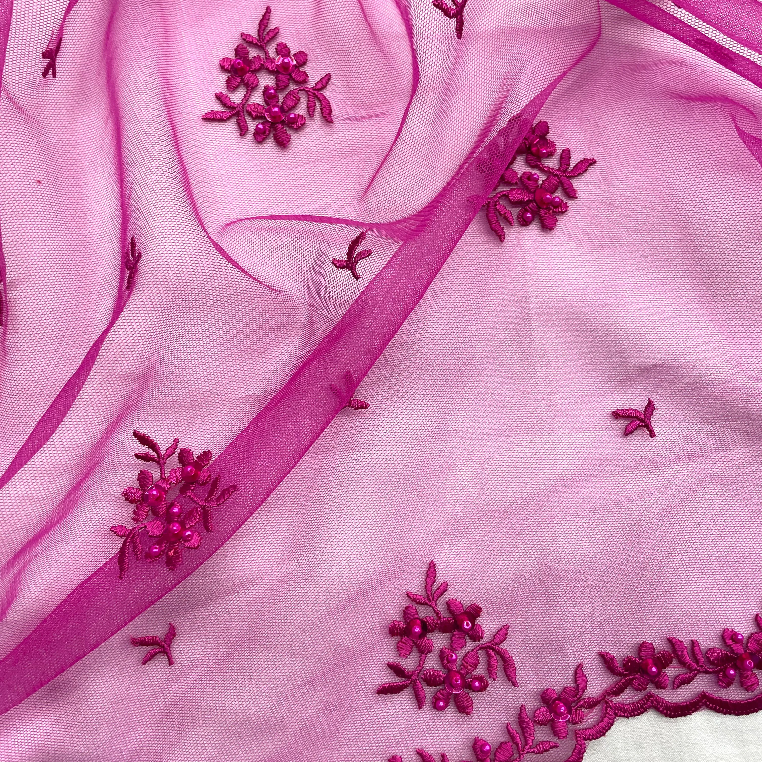 Beaded Lace Fabric Embroidered on 100% Polyester Net Mesh | Lace USA - 42039W-BP