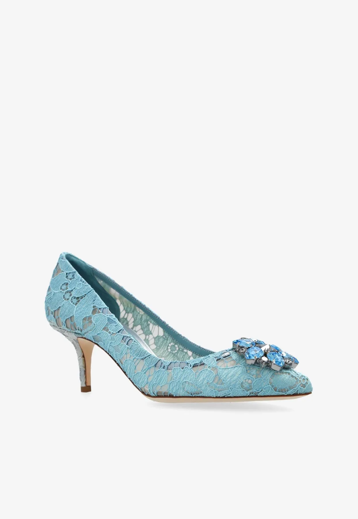 Bellucci 60 Crystal Embellished Lace Pumps