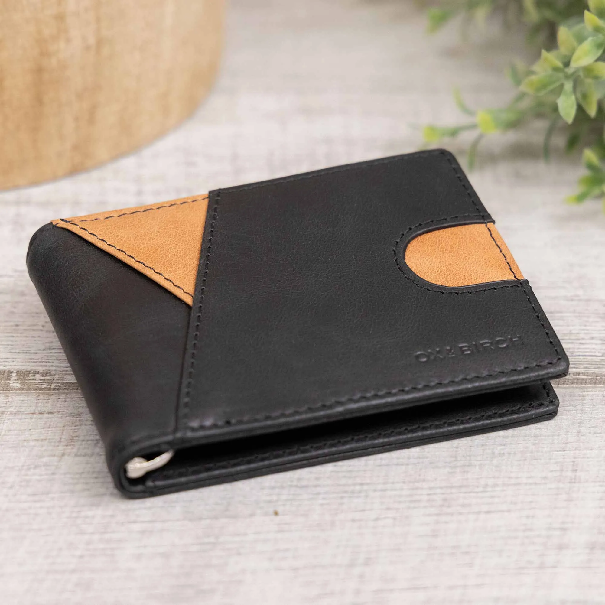 Black & Saddle Brown Leather Slim Wallet | Hudson