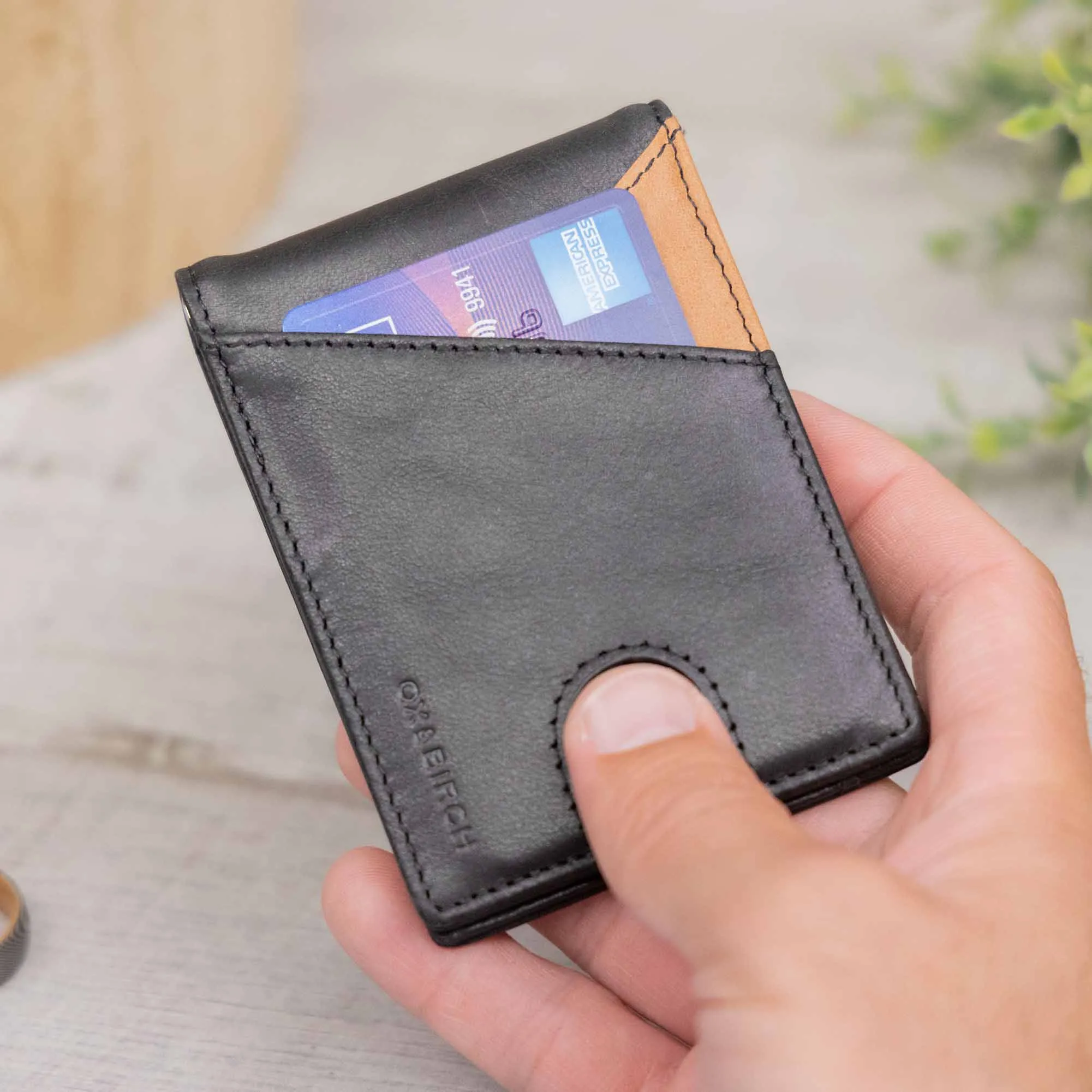 Black & Saddle Brown Leather Slim Wallet | Hudson