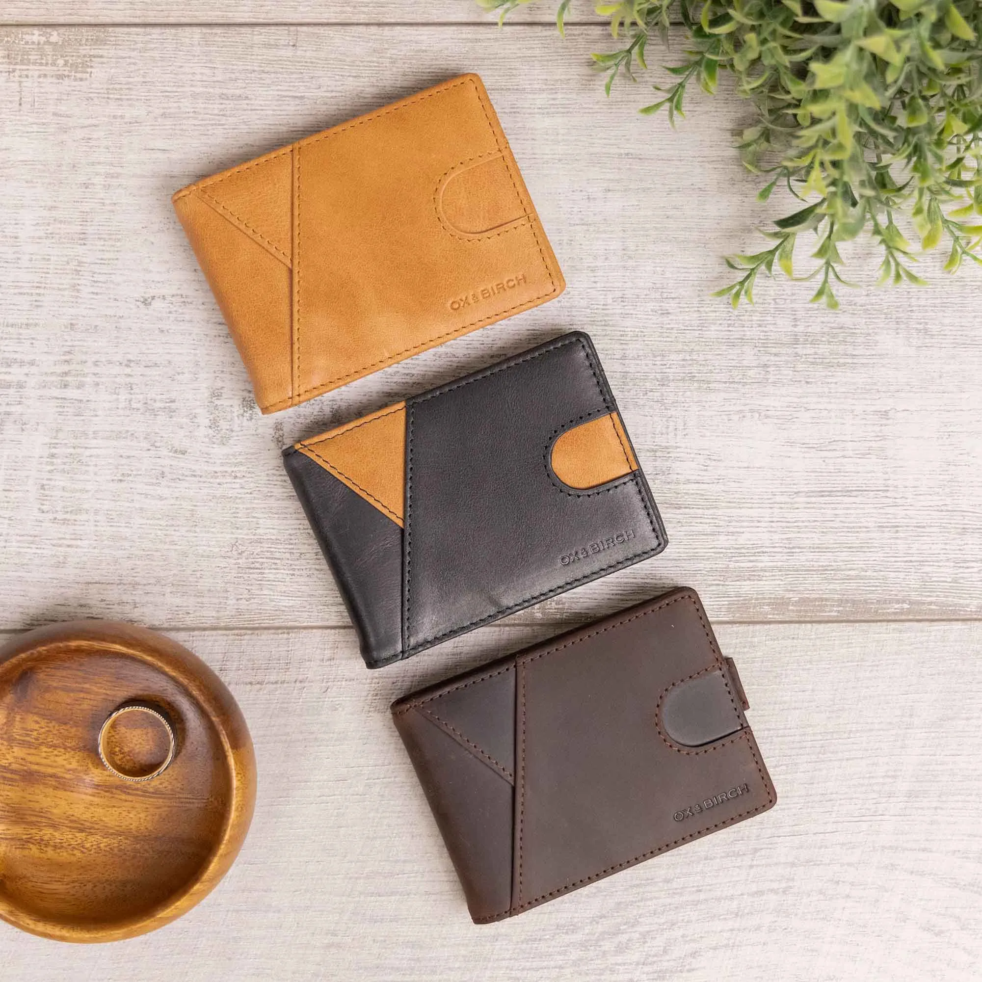 Black & Saddle Brown Leather Slim Wallet | Hudson