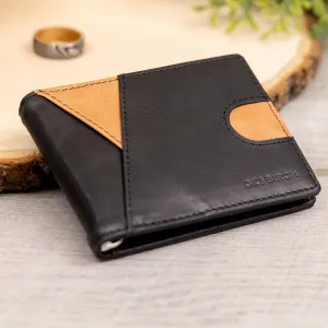 Black & Saddle Brown Leather Slim Wallet | Hudson