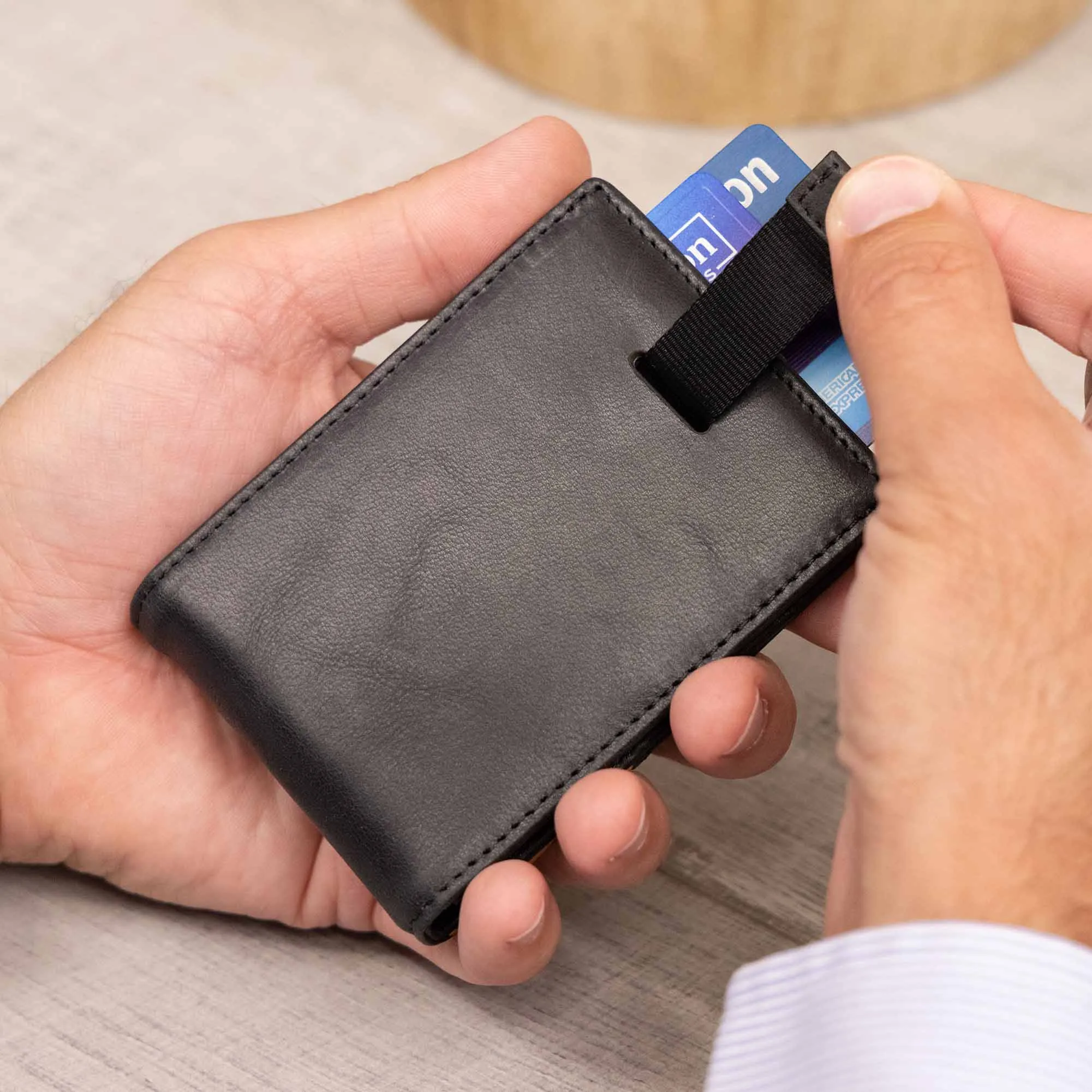 Black & Saddle Brown Leather Slim Wallet | Hudson