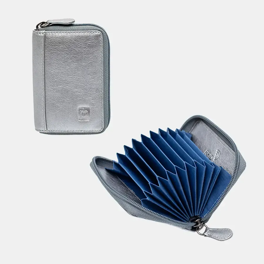 Bold Color Zip Round Leather RFID-Safe Wallet, Concertina - Your Choice of Colors. By Primehide UK