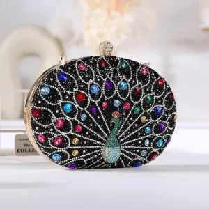 Brand: Beaguful Beaguful Women's Chic Evening Peacock HandBags Sparkly Rhinestone Clutch Purses Crystal Diamond Bags