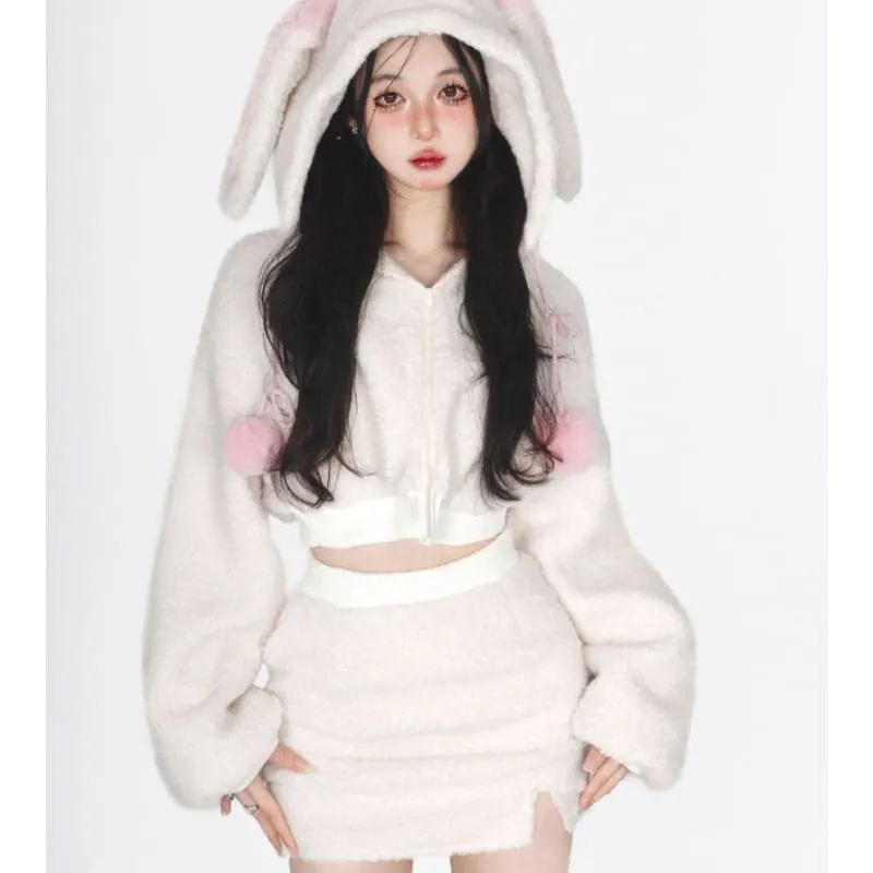Bunny Hooded Top   Cute Bunny Mini Skirt - Heartzcore