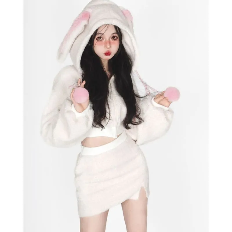 Bunny Hooded Top   Cute Bunny Mini Skirt - Heartzcore