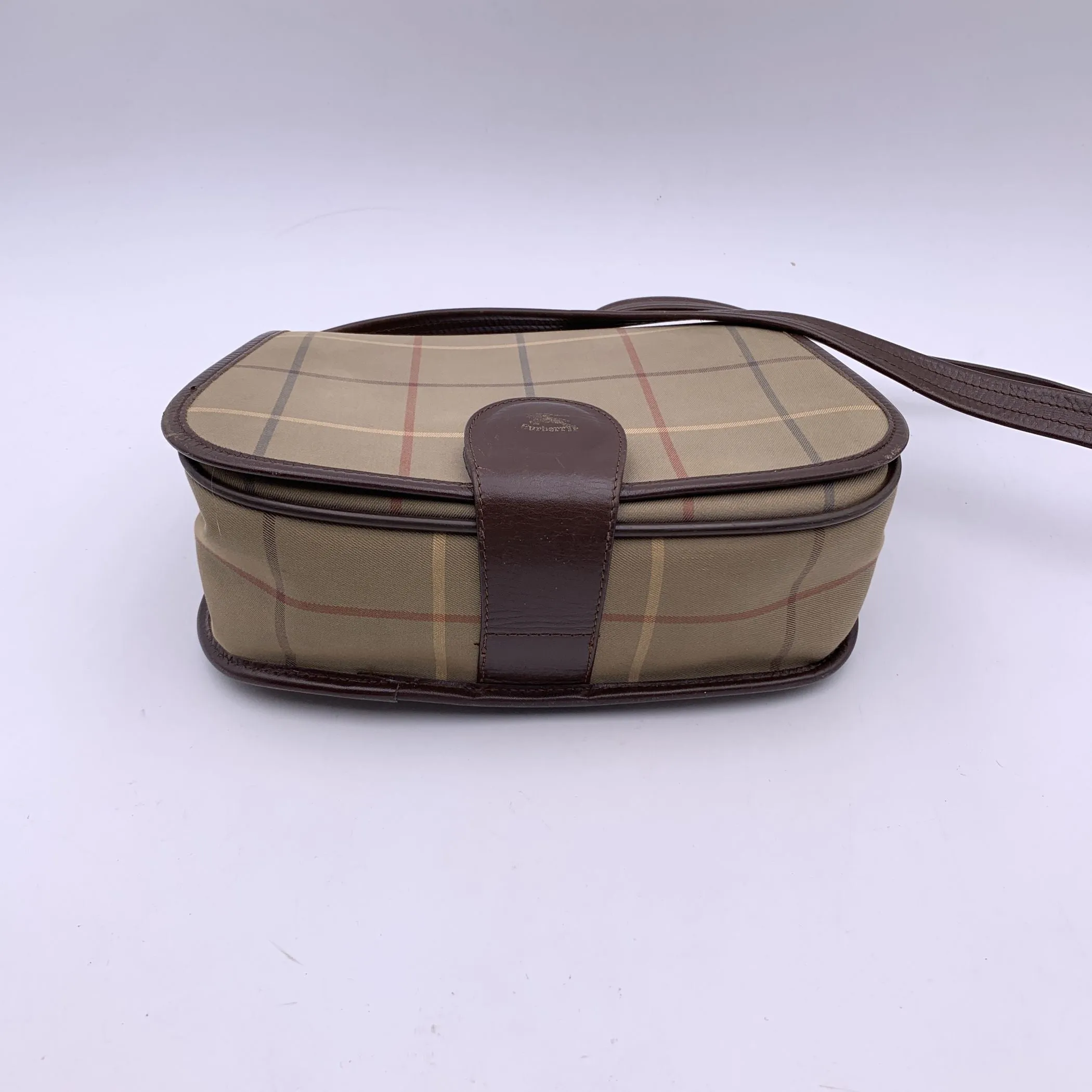 Burberry Vintage Beige Check Canvas Flap Shoulder Bag
