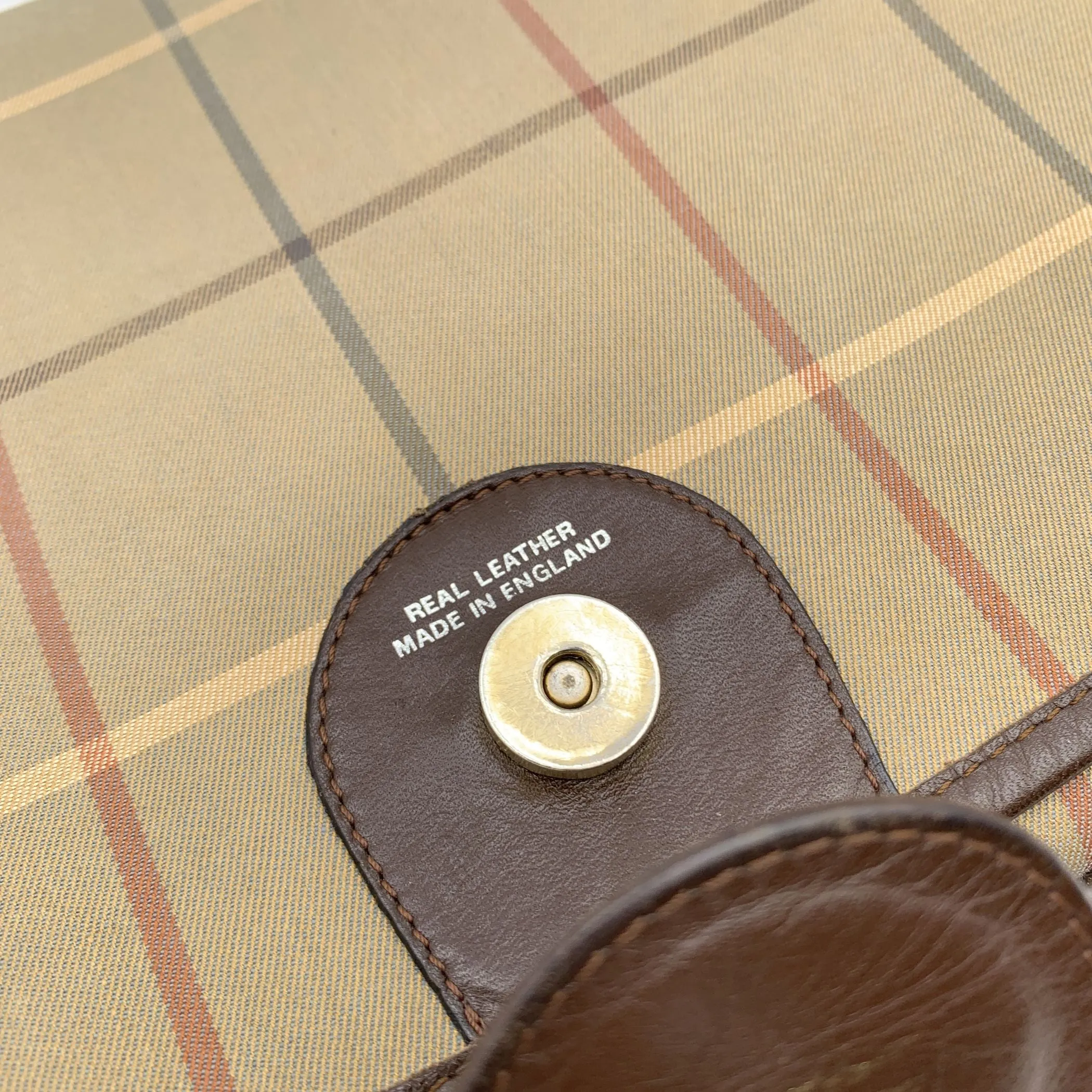 Burberry Vintage Beige Check Canvas Flap Shoulder Bag